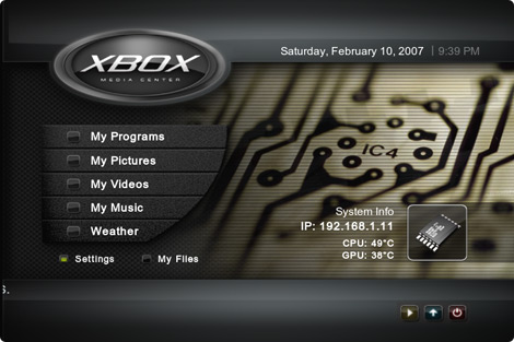 xbmc settings main page